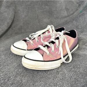 CONVERSE ALL STAR SHOES IRIDESCENT PINK GLITTER SNEAKERS~BIG GIRLS/JUNIOR SIZE 3